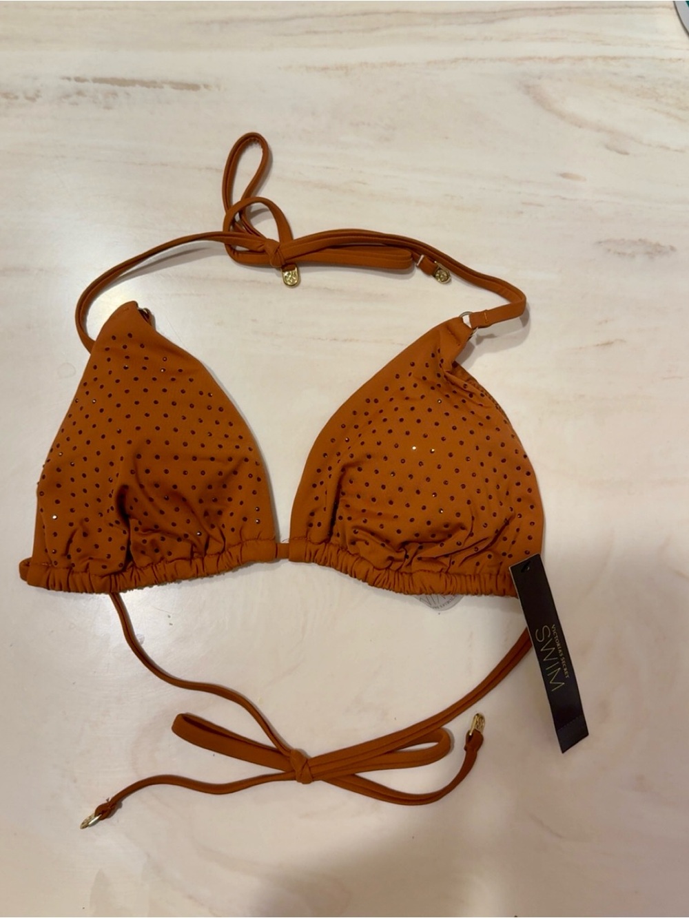 Victoria's Secret Rust Orange/Brown Bikini Top with Tie Straps